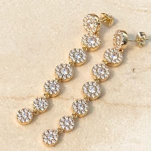 Faux diamond and gold plated drop earrings